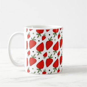 Beautiful red strawberries seamless pattern coffee mug
