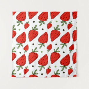 Beautiful red strawberries seamless pattern tapestry
