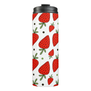 Beautiful red strawberries seamless pattern thermal tumbler