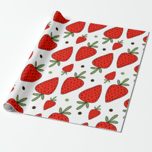 Beautiful red strawberries seamless pattern wrapping paper