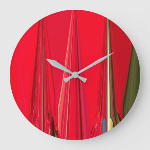 Beautiful Red Texture Colour Abstract Art Design Large Clock