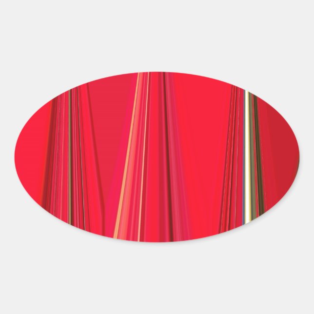 Beautiful Red Texture Colour Abstract Art Design Oval Sticker (Front)