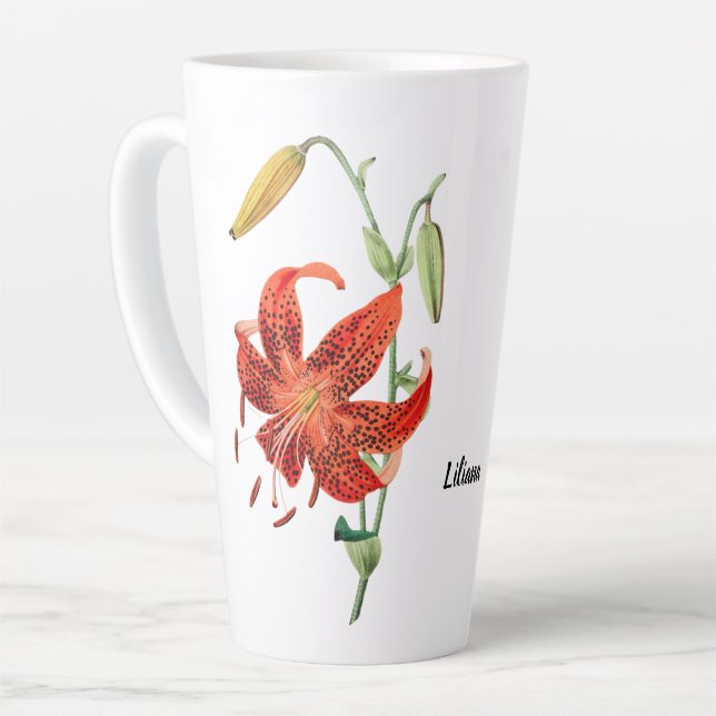 Beautiful Red Tiger Lily Floral  Coffee Mug (Left Angle)