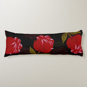 Beautiful Red translucent roses embroidery pattern Body Cushion