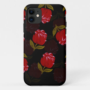 Beautiful Red translucent roses embroidery pattern iPhone 11 Case
