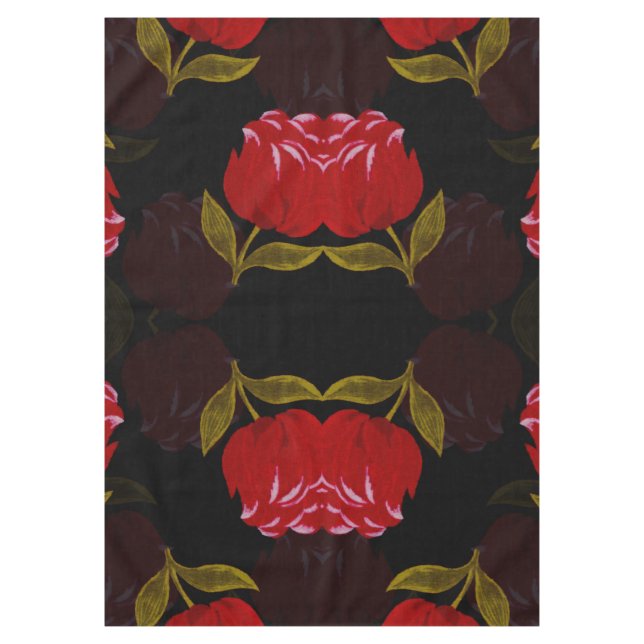 Beautiful Red translucent roses embroidery pattern Tablecloth (Front)