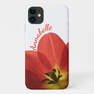 Beautiful Red Tulip with Name   Floral iPhone Case
