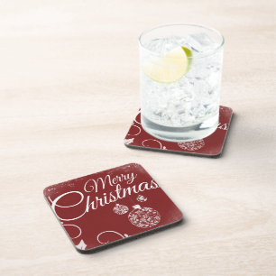 Beautiful Red Wallpaper with Christmas Coaster