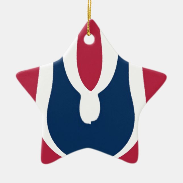 Beautiful Red, White, Blue Texture Colour Abstract Ceramic Tree Decoration (Front)