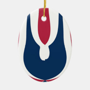 Beautiful Red, White, Blue Texture Colour Abstract Ceramic Tree Decoration