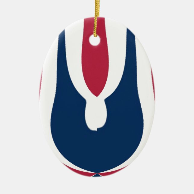 Beautiful Red, White, Blue Texture Colour Abstract Ceramic Tree Decoration (Front)