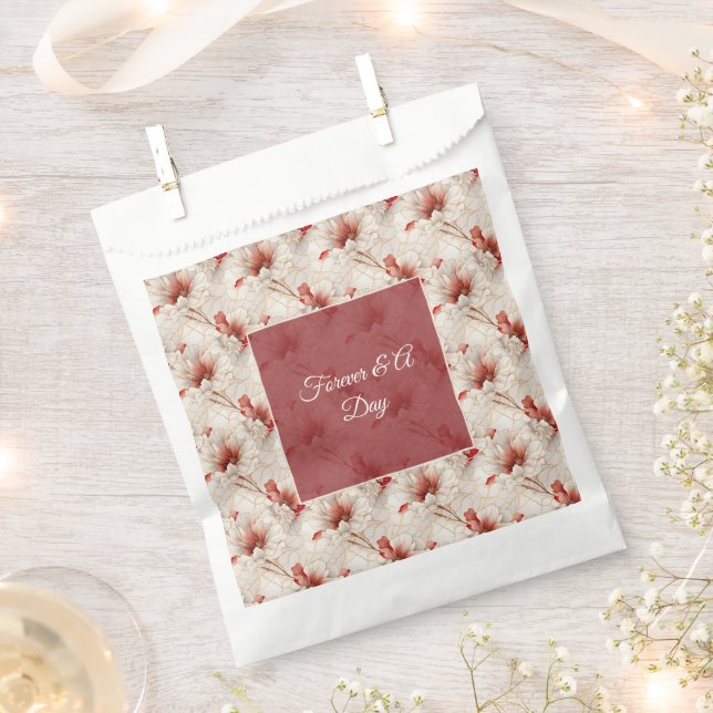 Beautiful Red White Floral Favour Bags (Clipped)