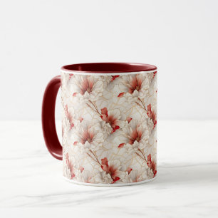 Beautiful Red White Floral Mug