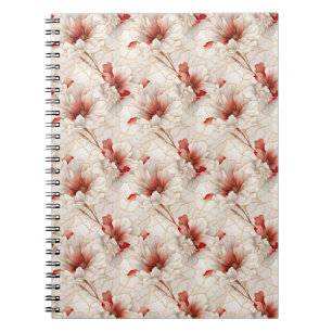 Beautiful Red White Floral Notebook