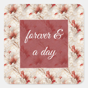 Beautiful Red White Floral Square Sticker