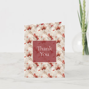 Beautiful Red White Floral Thank You Card