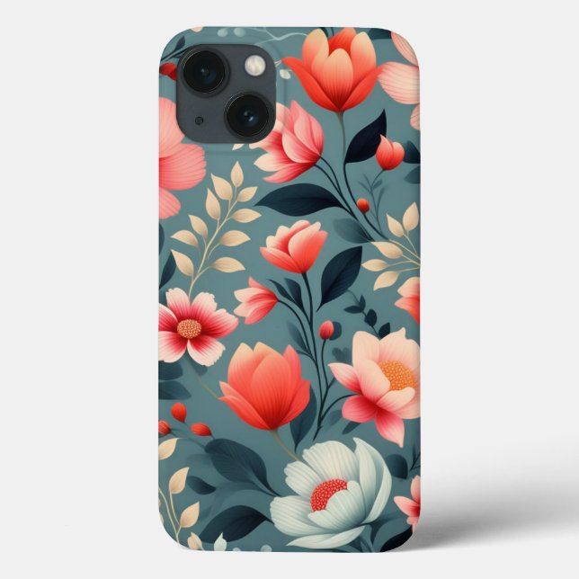Beautiful Red/White Flowers Spring Floral Pattern  Case-Mate iPhone Case (Back)