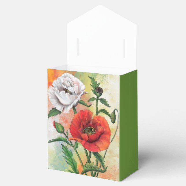 Beautiful Red White Poppy Favour Box (Opened)