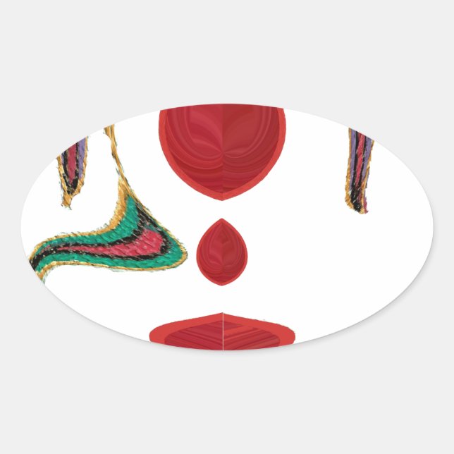 Beautiful Red, White, Purple, Green Texture Colour Oval Sticker (Front)