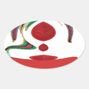 Beautiful Red, White, Purple, Green Texture Colour Oval Sticker