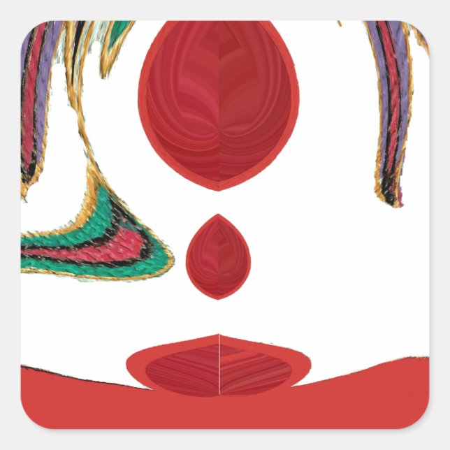 Beautiful Red, White, Purple, Green Texture Colour Square Sticker (Front)