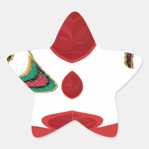 Beautiful Red, White, Purple, Green Texture Colour Star Sticker