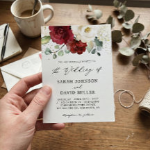 Beautiful Red White Rose Floral Eucalyptus Wedding
