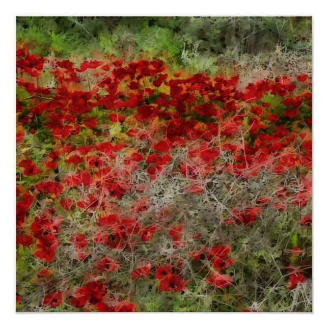 Beautiful Red Wildflower Anemones Abstract Art Poster (Front)