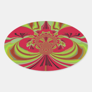 Beautiful red yellow design. Inspiration vector co Oval Sticker
