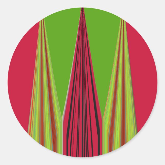 Beautiful red yellow green fractal art design      classic round sticker (Front)