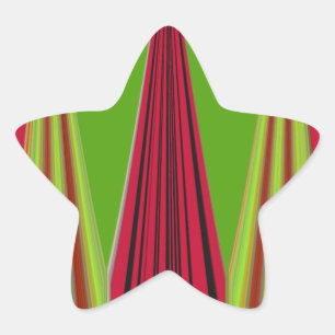 Beautiful red yellow green fractal art design      star sticker