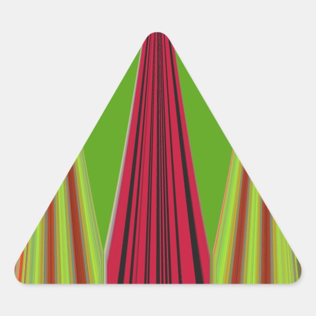 Beautiful red yellow green fractal art design      triangle sticker (Front)