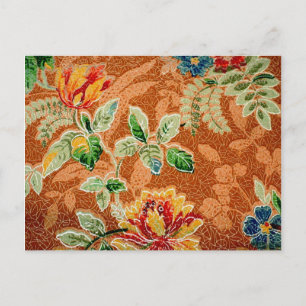 Beautiful Red Yellow Vintage Floral Fine Art Postcard