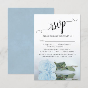 Beautiful Reflecting Dusty Blue Rose Wedding RSVP Card