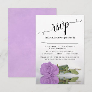 Beautiful Reflecting Lilac Purple Rose Wedding RSVP Card