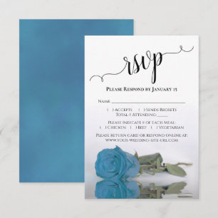 Beautiful Reflecting Turquoise Blue Rose Wedding RSVP Card
