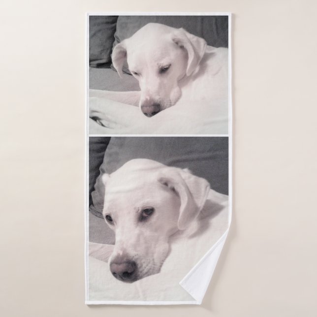 Beautiful Regal White Labrador Mix Dog Grey Bath T Bath Towel (Bath Towel)