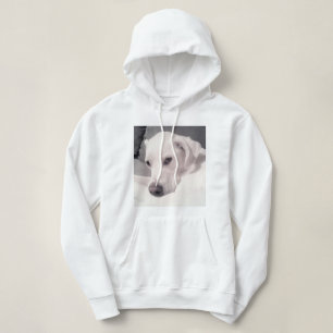 Beautiful Regal White Labrador Mix Dog Grey Hoodie