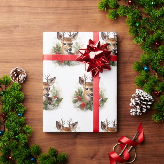 Beautiful Reindeer Christmas Holiday Wrapping Paper (Holiday Gift)