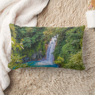 Beautiful Relaxing Blue Unique Waterfall in Jungle Lumbar Cushion