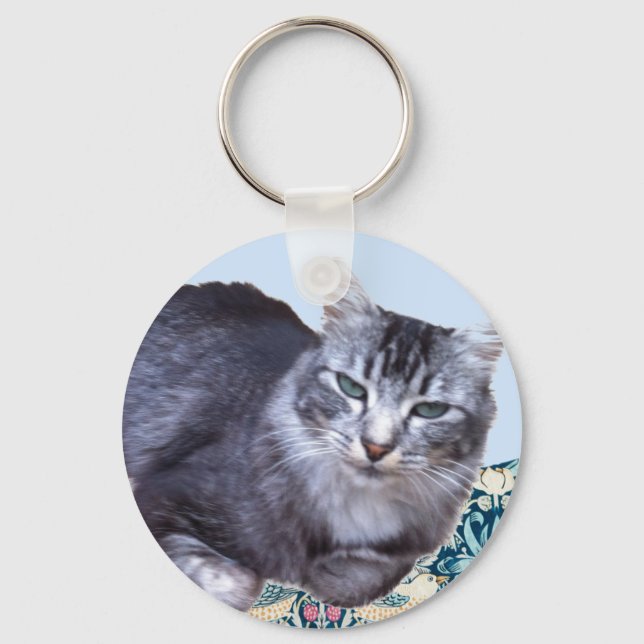 Beautiful Relaxing Cat  Key Ring (Front)
