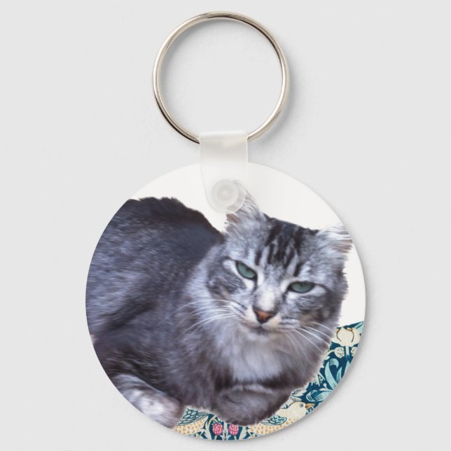 Beautiful Relaxing Cat  Key Ring (Front)