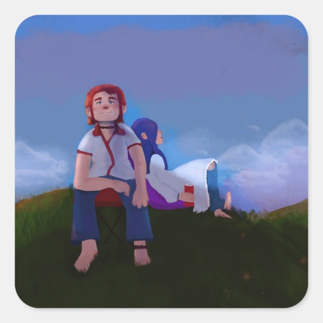 Beautiful relaxing day square sticker (Front)
