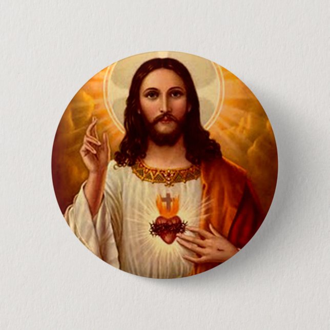 Beautiful religious Sacred Heart of Jesus image 6 Cm Round Badge (Front)