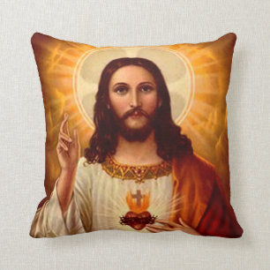 Beautiful religious Sacred Heart of Jesus image Cushion