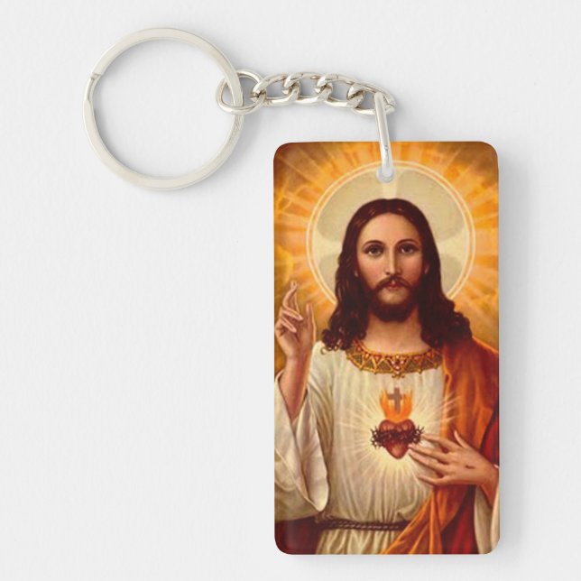 Beautiful religious Sacred Heart of Jesus image Key Ring (Front)