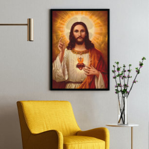 Beautiful religious Sacred Heart of Jesus image Poster