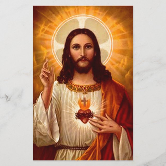 Beautiful religious Sacred Heart of Jesus image Stationery (Front)