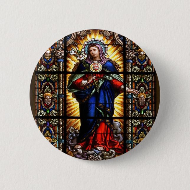 Beautiful Religious Sacred Heart of Virgin Mary 6 Cm Round Badge (Front)