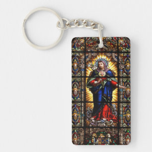 Beautiful Religious Sacred Heart of Virgin Mary Key Ring